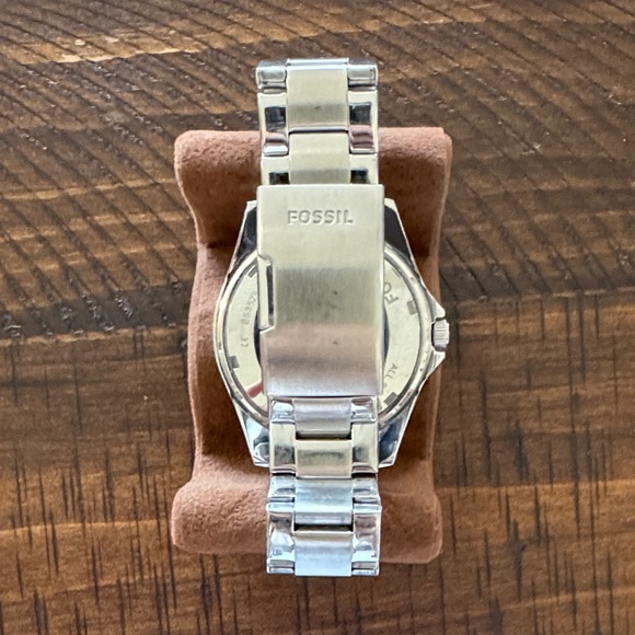 Fossil Silver Watch with Light Blue Face and Crystal Bezel - Picture 3 of 4